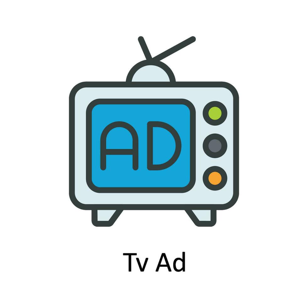 TV advertentie vector vullen schets icoon ontwerp illustratie. digitaal afzet symbool Aan wit achtergrond eps 10 het dossier