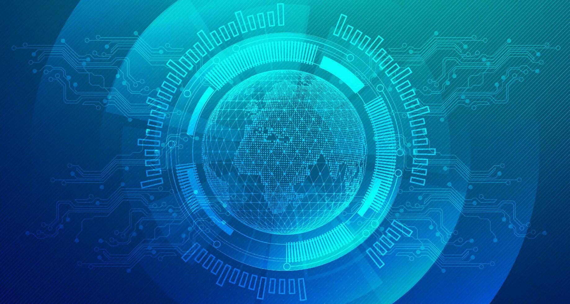 abstract digitaal gegevens kaart technologie futuristische blauw groen achtergrond, cyber wetenschap techniek, innovatie communicatie toekomst, ai groot gegevens, internet netwerk verbinding, wolk hi-tech illustratie vector
