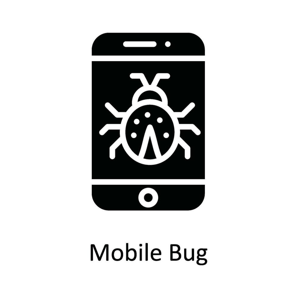 mobiel kever vector solide icoon ontwerp illustratie. cyber veiligheid symbool Aan wit achtergrond eps 10 het dossier