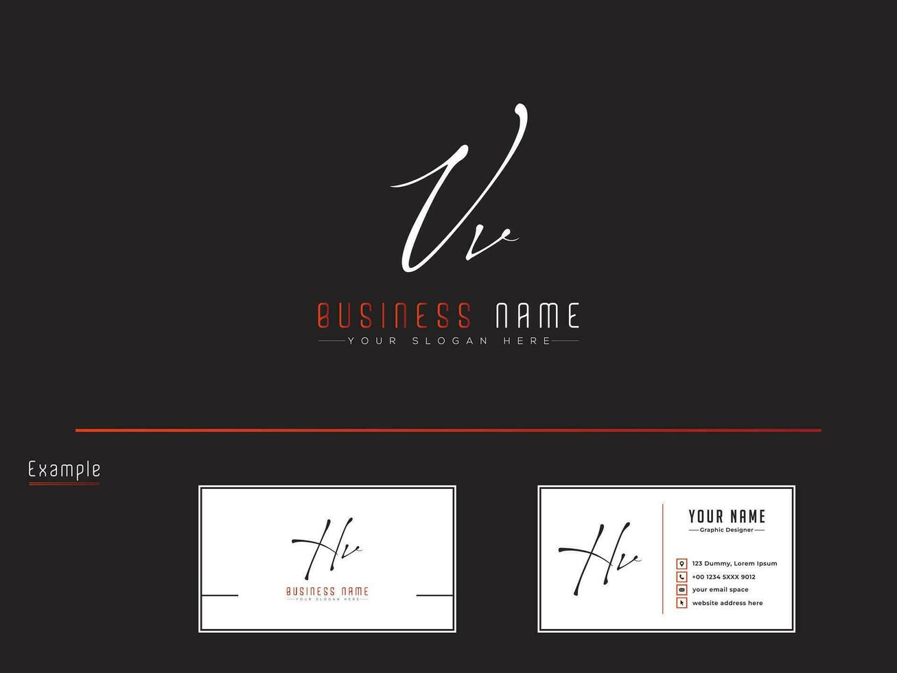 luxe vv logo brief vector, handtekening brief vv logo en bedrijf kaart vector