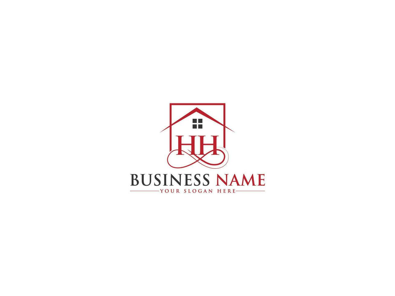 eerste huis hh logo brief, uniek gebouw hh echt landgoed logo icoon vector