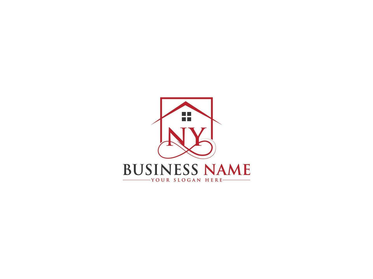 luxe ny huis logo, eerste echt landgoed gebouw ny logo brief vector