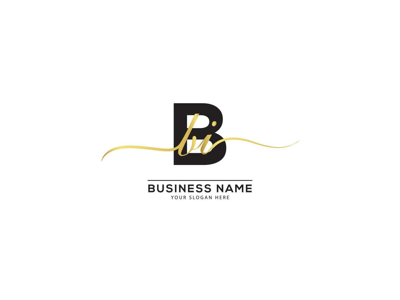 eerste luxe bbi handtekening brief logo vector