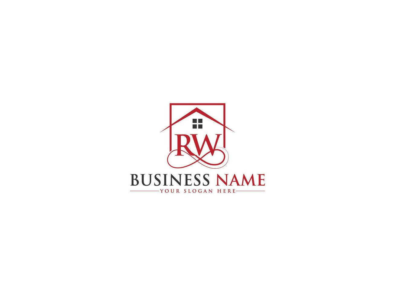 kleurrijk huis rw logo symbool, eerste echt landgoed rw gebouw logo brief ontwerp vector