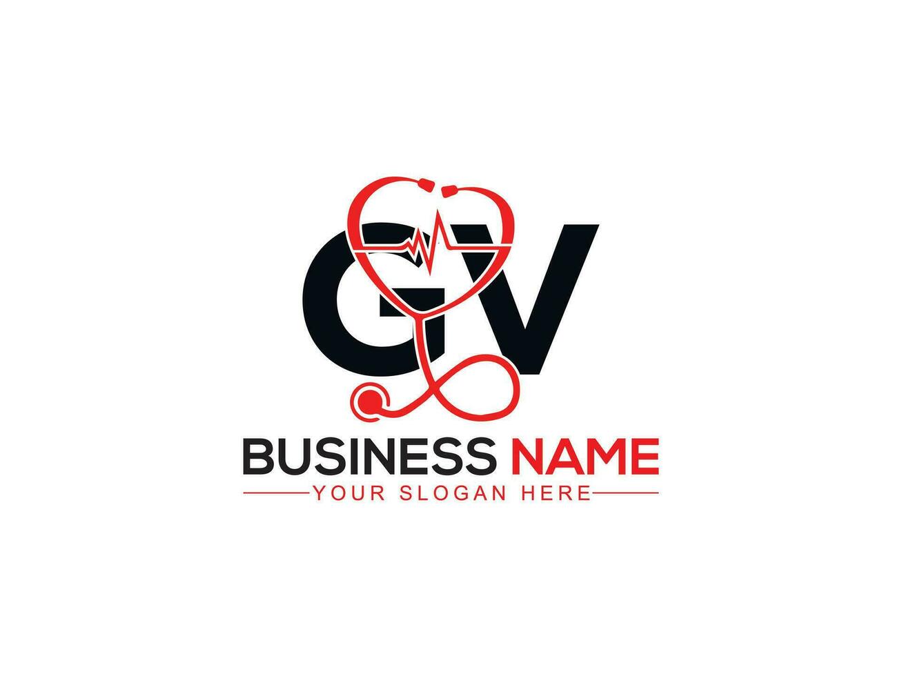 modern behandeling gv logo, eerste gv artsen logo icoon vector