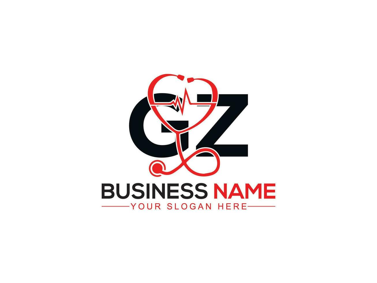 modern behandeling gz logo, eerste gz artsen logo icoon vector