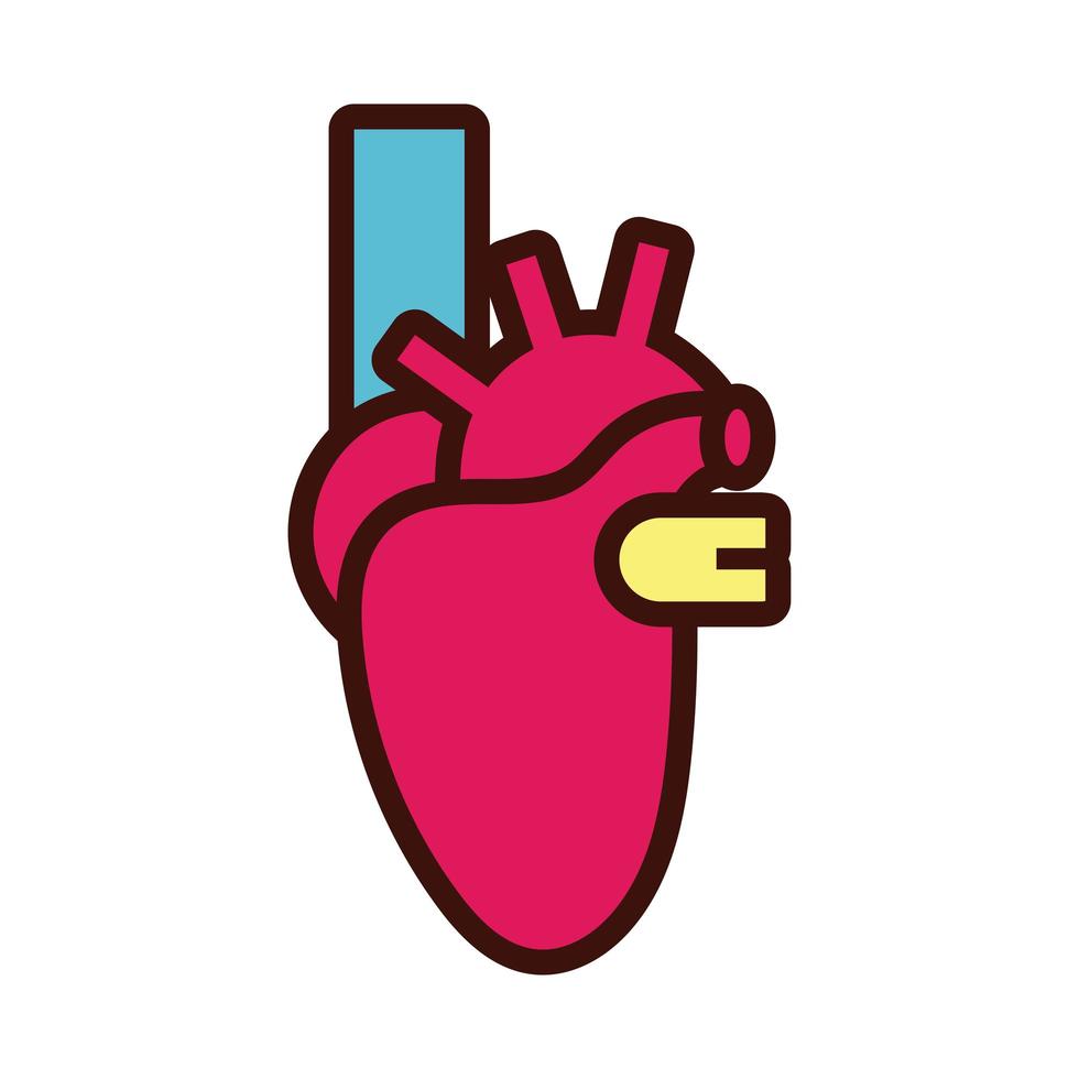 hart menselijke orgel lijn en vulstijl vector
