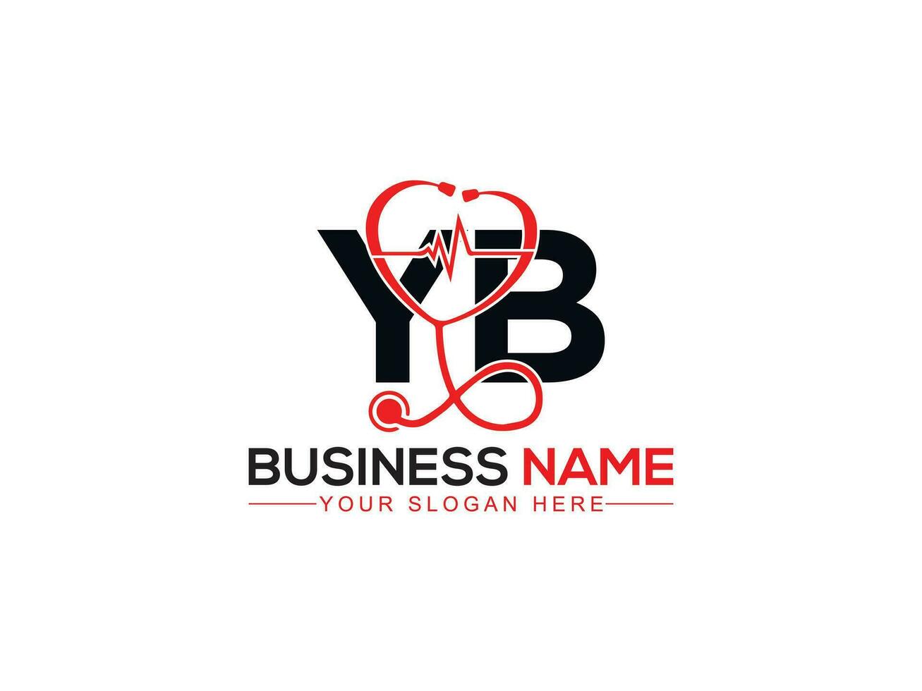 alfabet brief yb door artsen logo, creatief yb hartslag logo icoon ontwerp vector