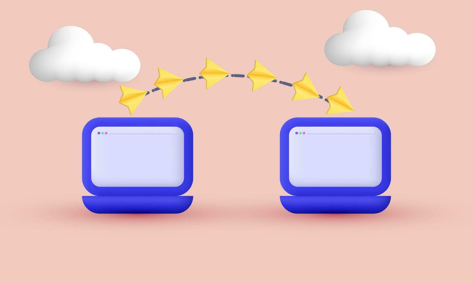 illustratie 3d het dossier sharing gegevens onderhoud digitaal vector concept symbolen geïsoleerd Aan achtergrond