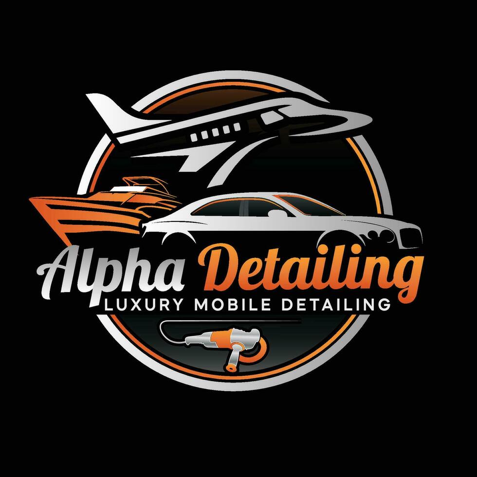 auto schip en Jet detaillering logo vector