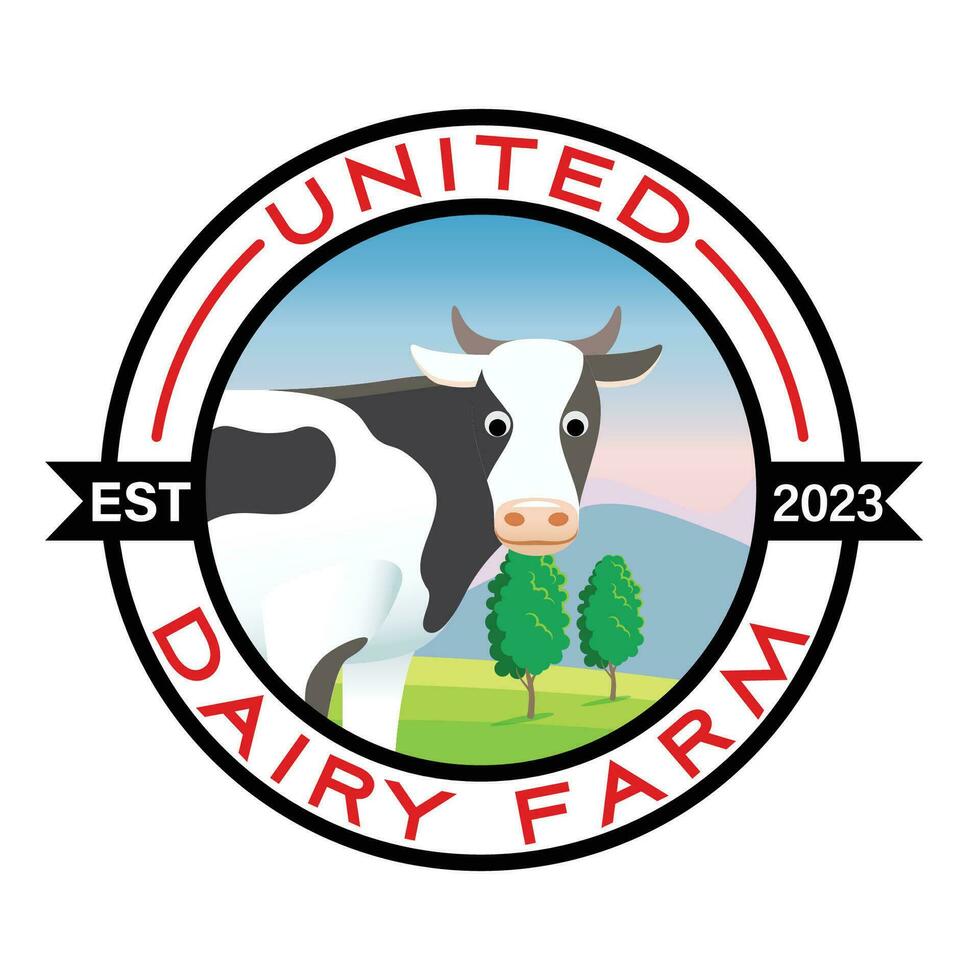 Verenigde zuivel boerderij logo ontwerp sjabloon vector
