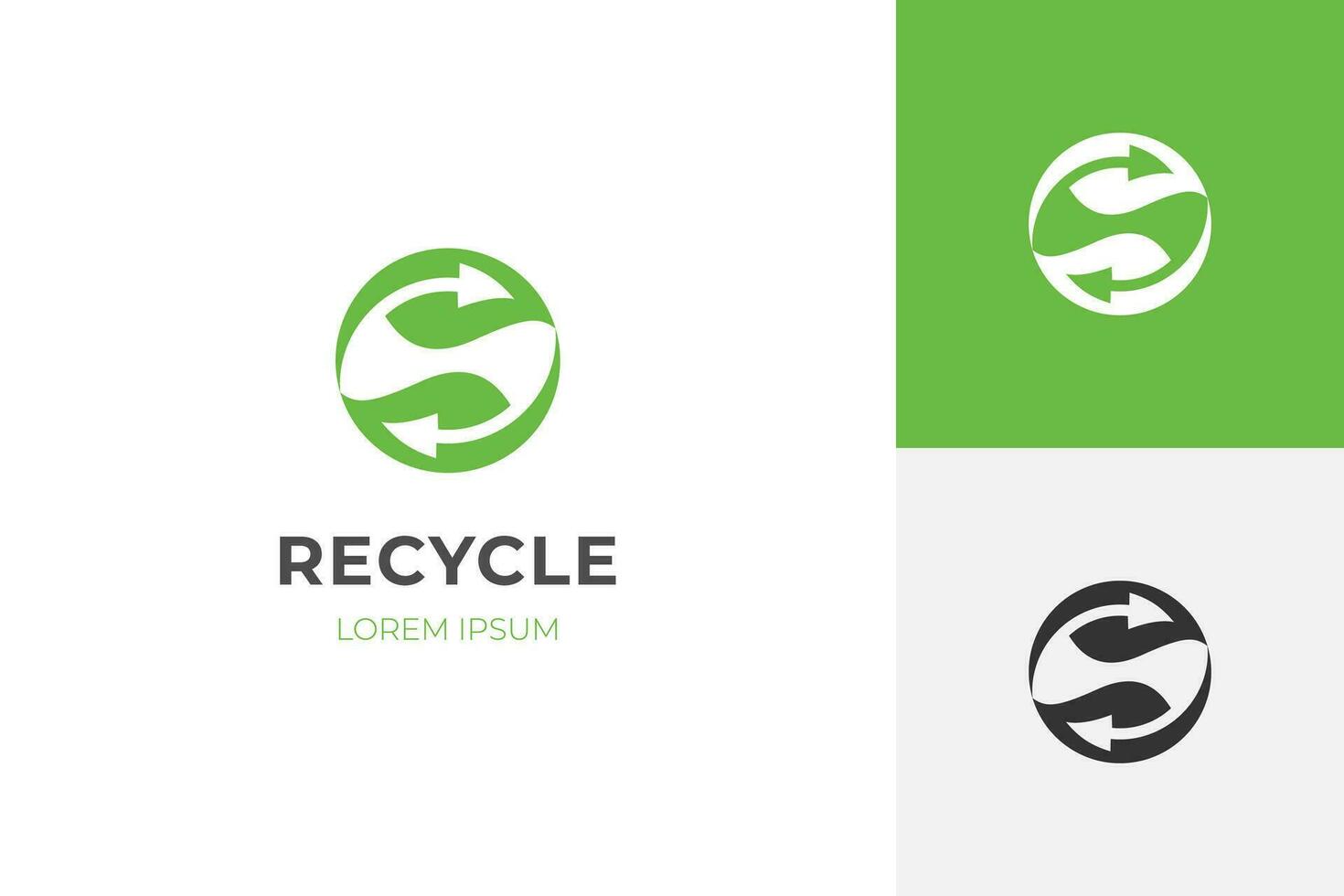 cirkel blad recycle logo ontwerp met groen blad en pijl recycling ecologie logo of icoon ontwerp voor hergebruik logo vector