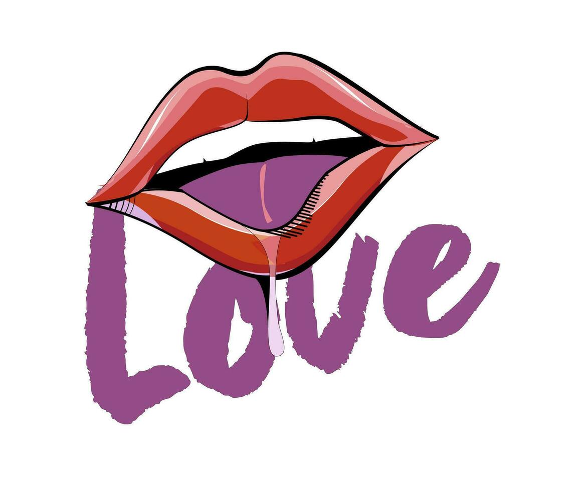liefde. sexy lippen t-shirt ontwerp De volgende naar handgeschreven tekst. vector illustratie voor Valentijnsdag dag.