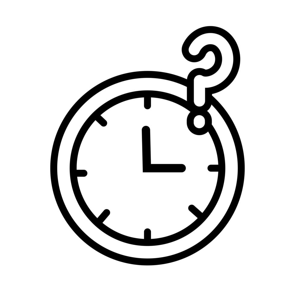 tijdhorloge met ondervragingssymbool lijnstijl vector