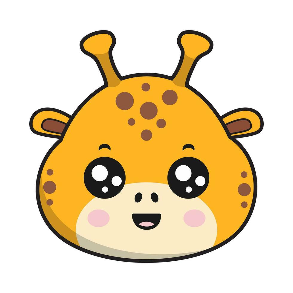 giraffe glimlachen gezicht sticker emoticon hoofd geïsoleerd vector