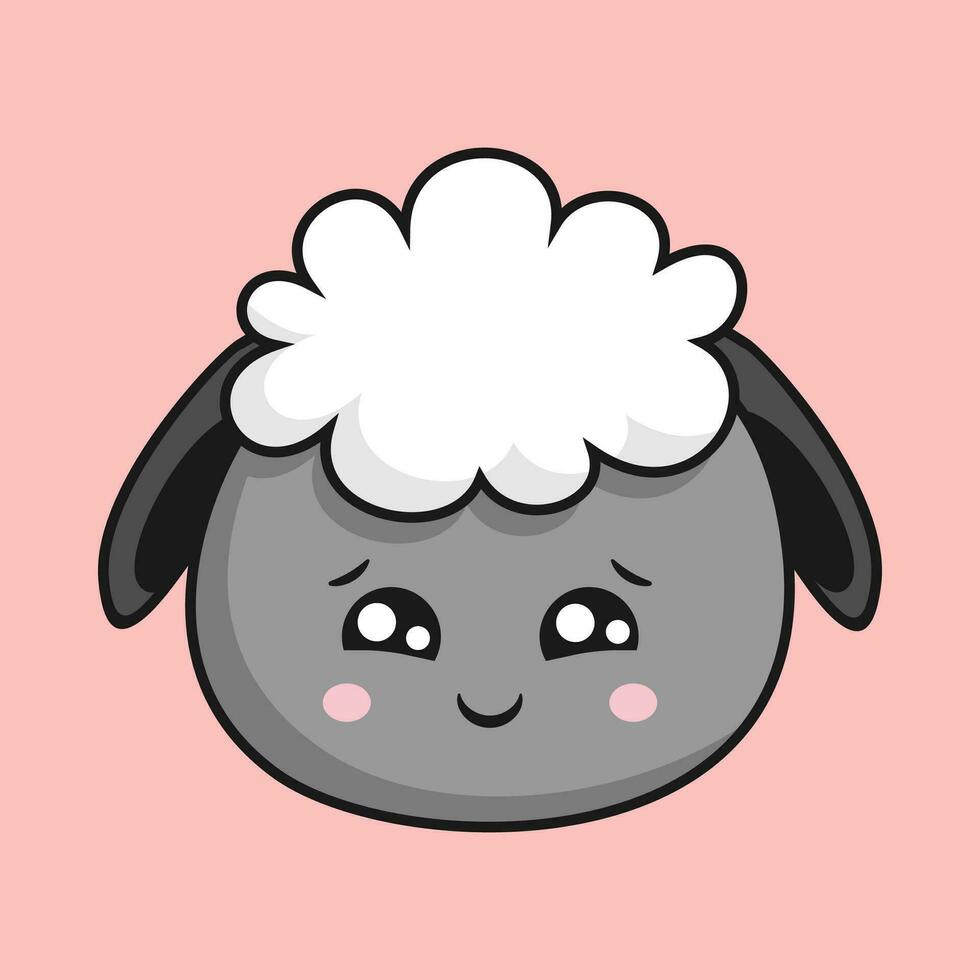 schapen verlegen gezicht tekenfilm hoofd schapen sticker vector