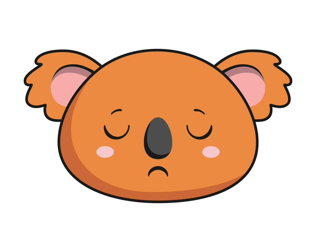 koala slapen gezicht bruin koala stiker kawaii geïsoleerd vector