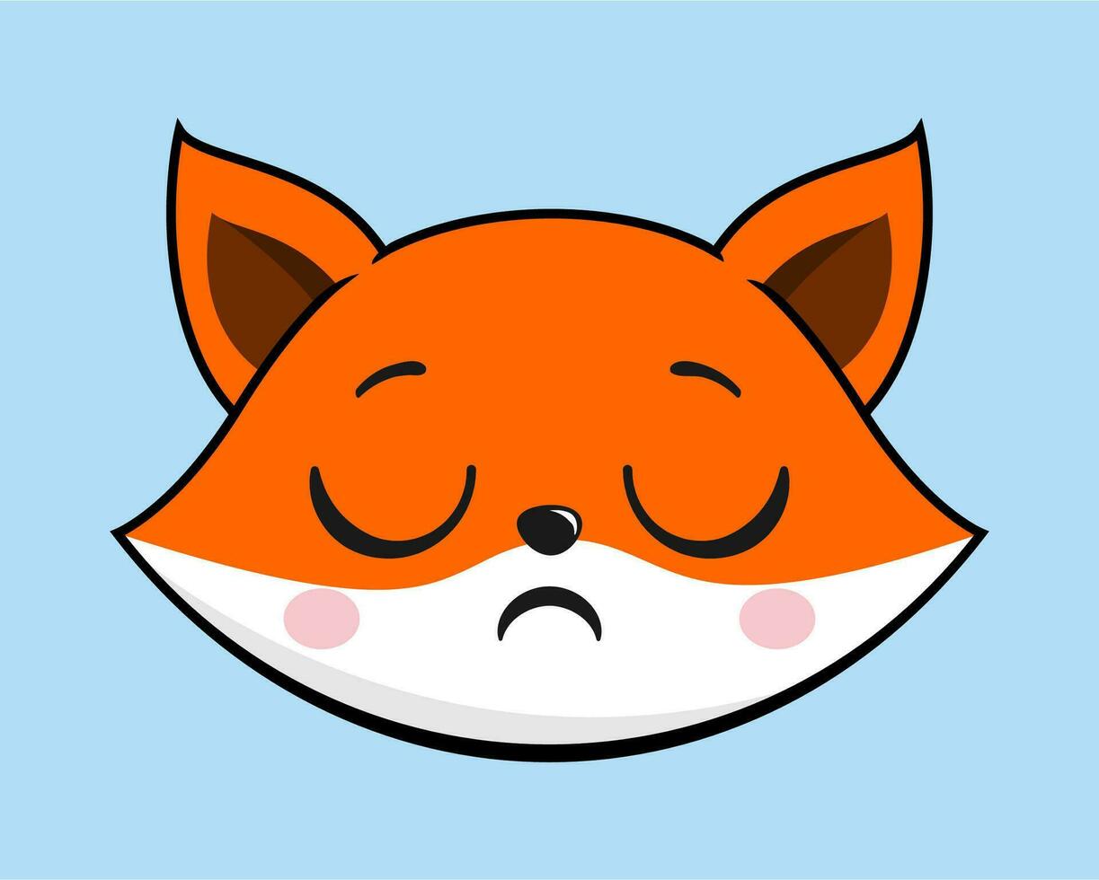 vos slaperig gezicht hoofd kawaii sticker vector