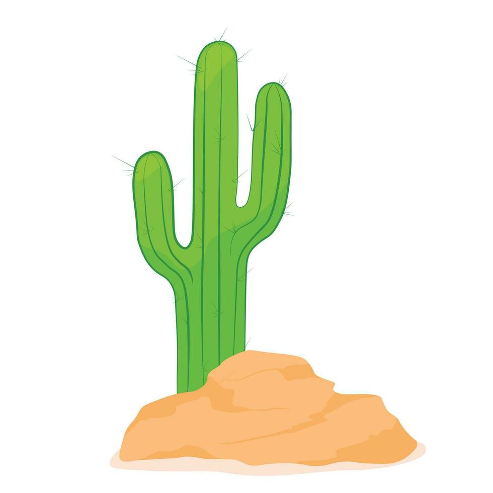 Mexicaans cactus en aloë. vector voorraad illustratie. geïsoleerd Aan een wit achtergrond. een woestijn fabriek Aan een steen.