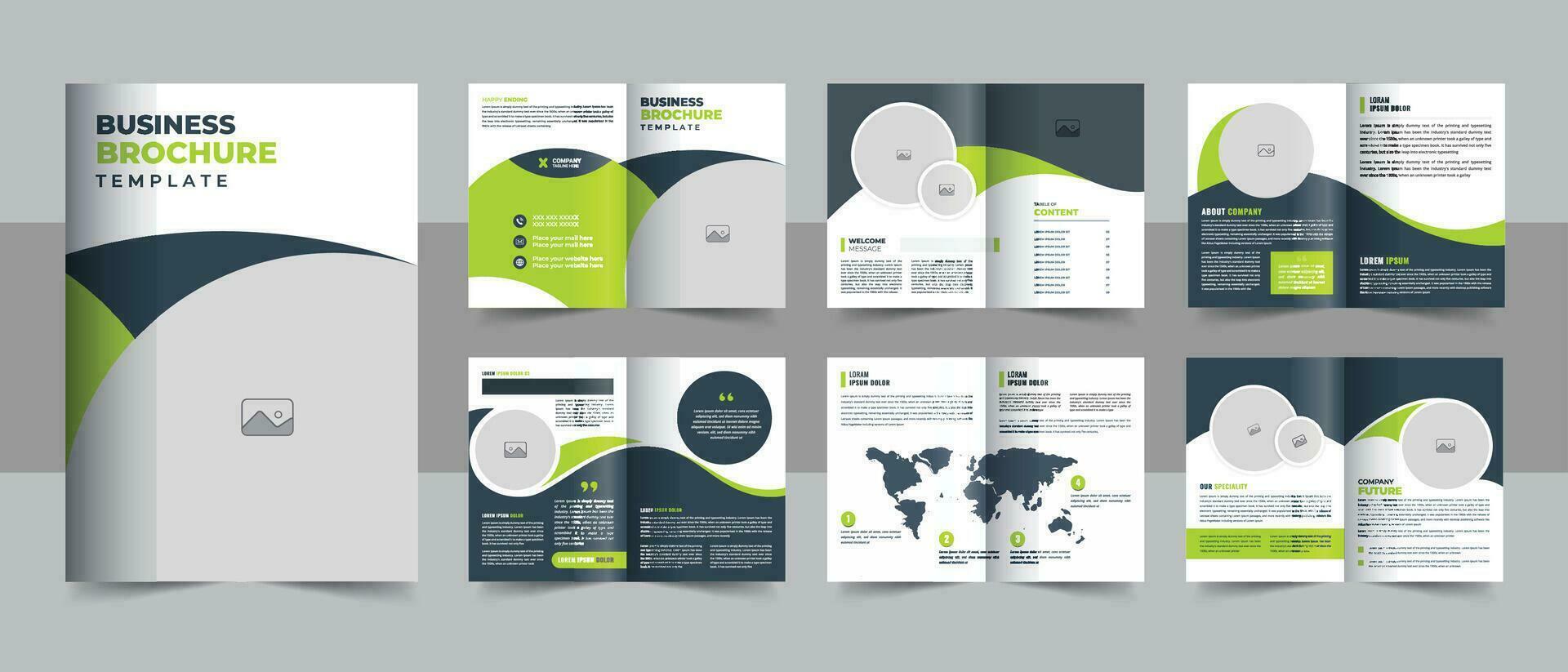 zakelijke bedrijf presentatie gids brochure sjabloon met omslag, terug en binnen Pagina's, modieus minimalistische vlak meetkundig bedrijf brochure ontwerp sjabloon vector