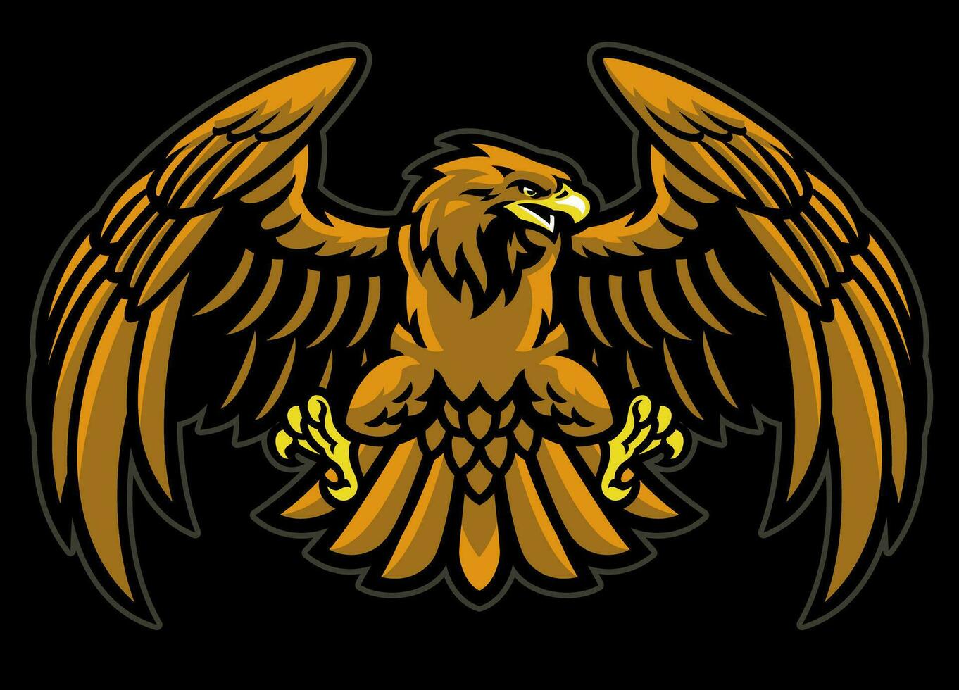 majestueus gouden adelaar vliegend mascotte ontwerp vector