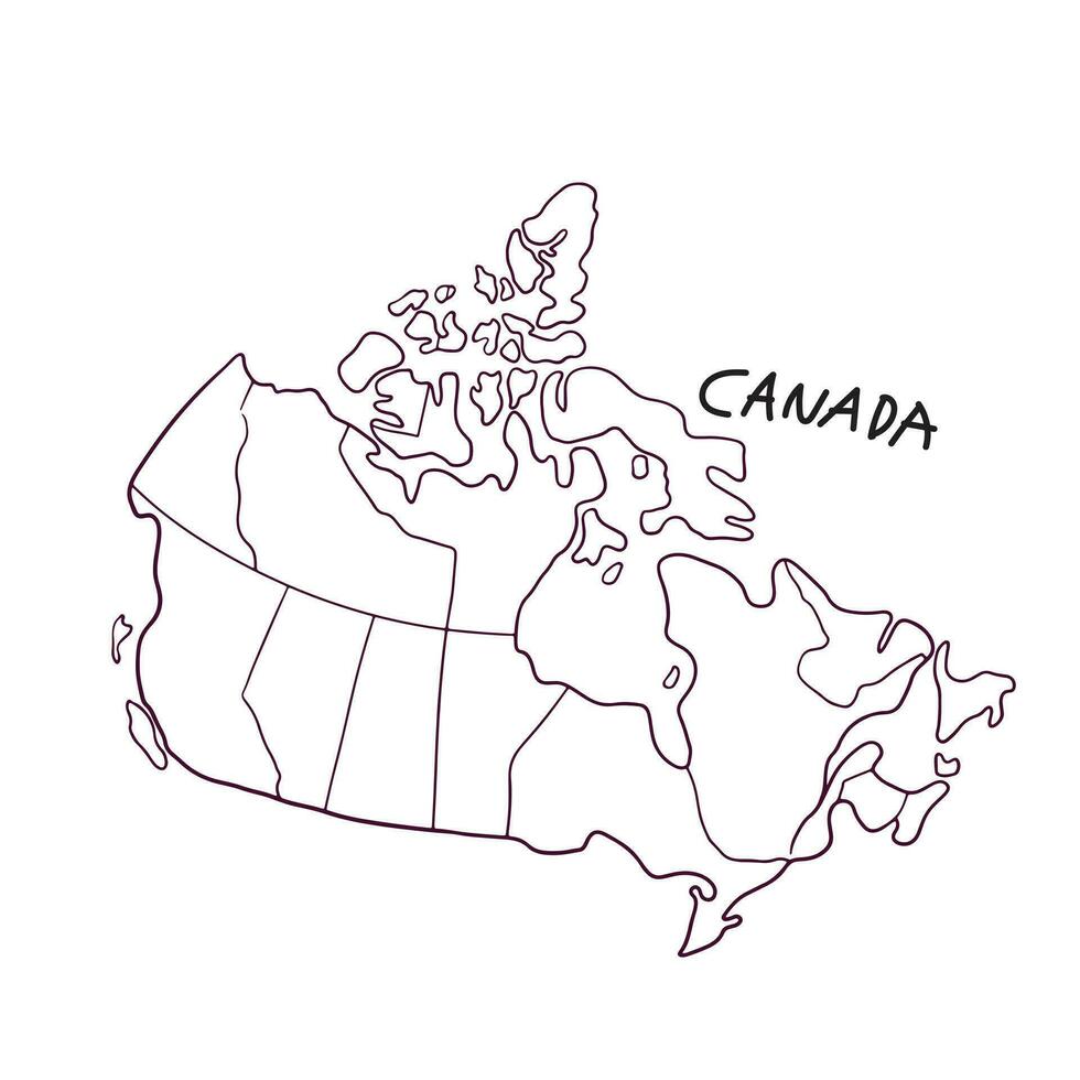 hand- getrokken tekening kaart van Canada vector