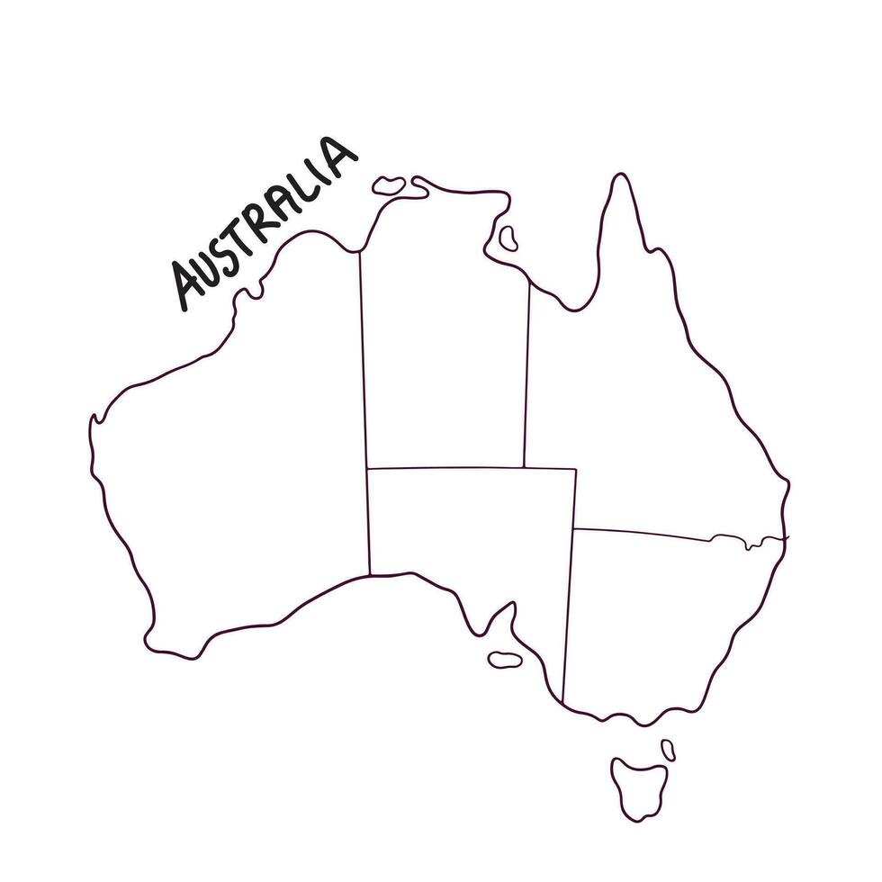 hand- getrokken tekening kaart van Australië vector