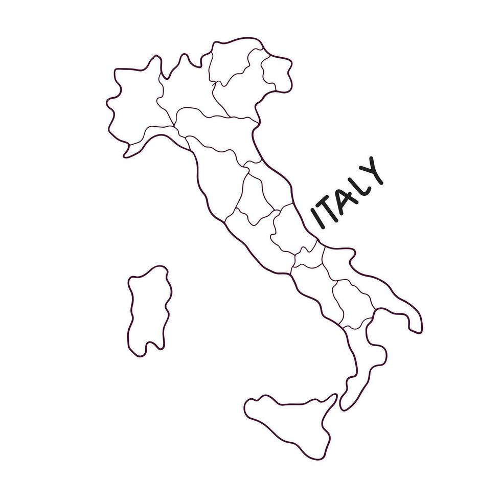 hand- getrokken tekening kaart van Italië vector