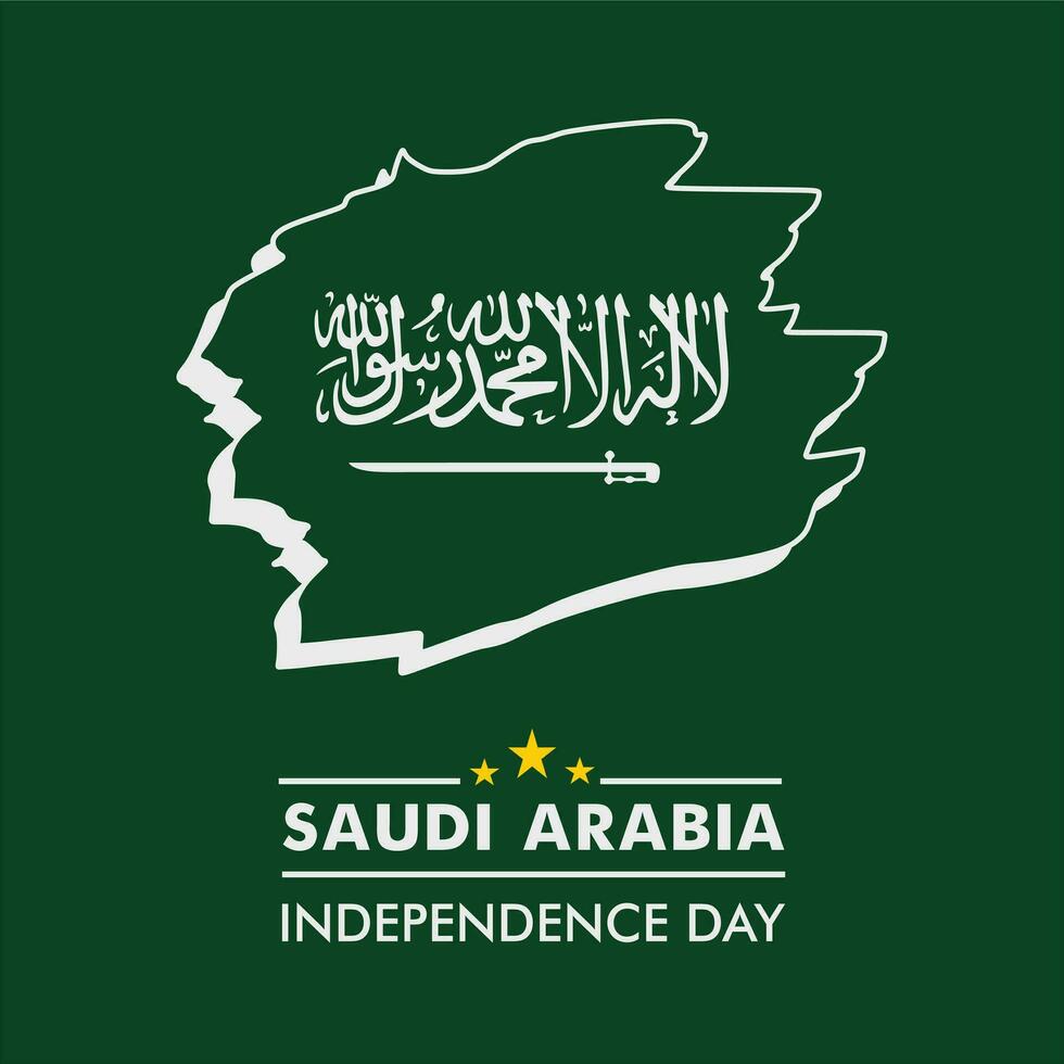 saudi Arabië onafhankelijkheid dag 23e september banier ontwerp en kaart of vlag ontwerp groen achtergrond vector