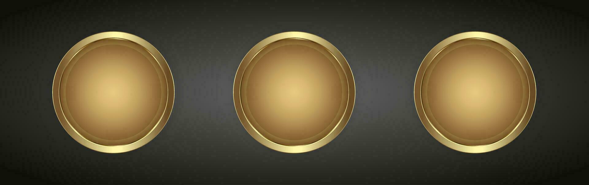 een groepen van luxe gouden ijzer web knop Aan donker helling achtergrond voor multipurpose infographic ontwerp vector, illustratie sjabloon ontwerp vector