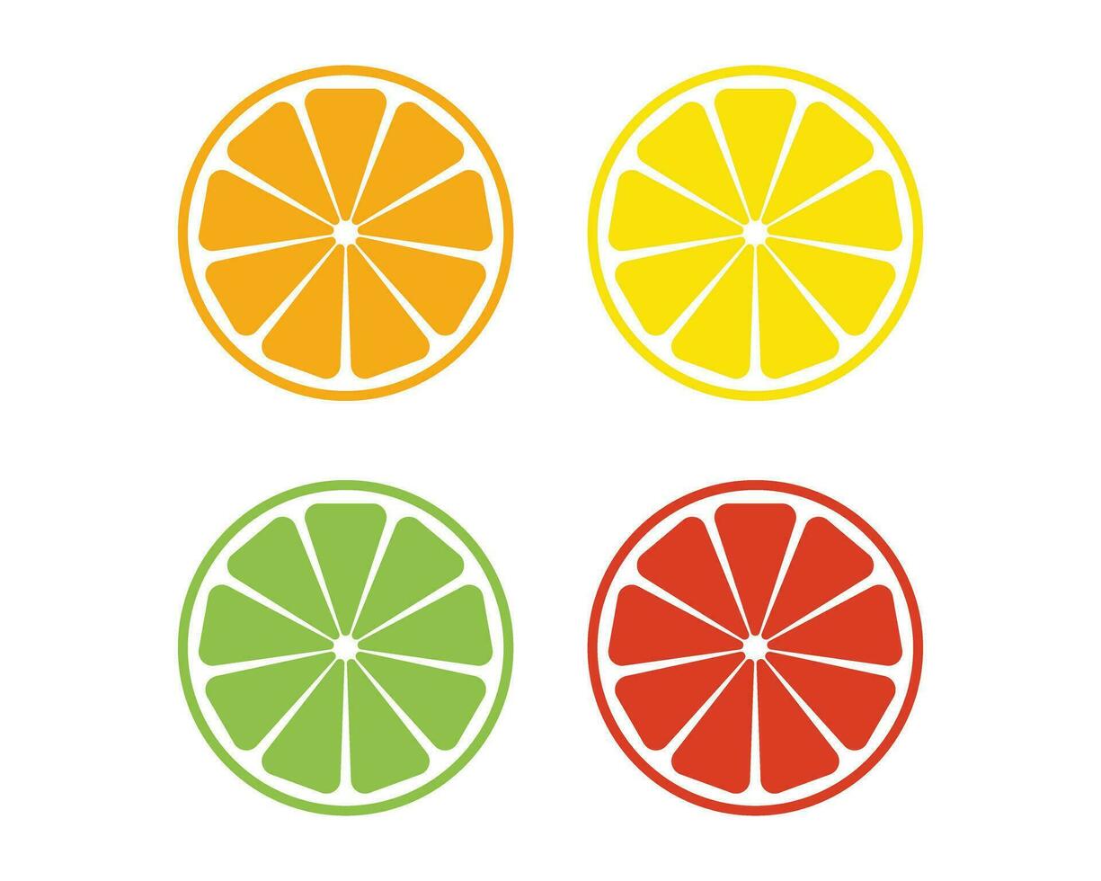 citrus schijfje set. schijfje citroen. sinaasappel schijfje. schijfje limoen. vector illustratie