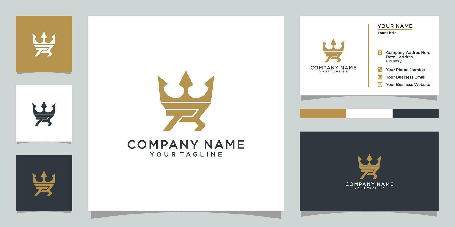 tr of rt eerste brief logo ontwerp met kroon icoon vector. vector