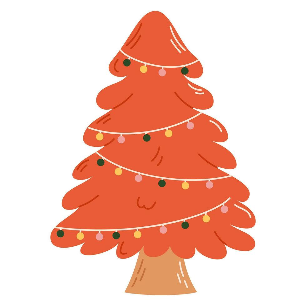 Kerstmis boom met decoraties. Kerstmis en nieuw jaar viering concept. mooi zo voor groet kaart, uitnodiging, banier, web ontwerp. vector