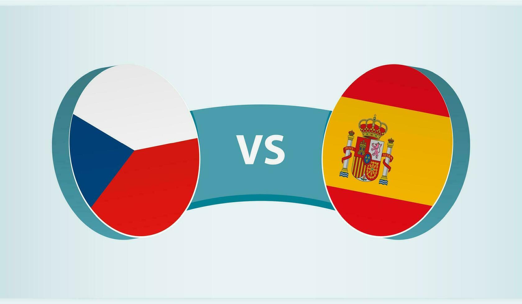 Tsjechisch republiek versus Spanje, team sport- wedstrijd concept. vector