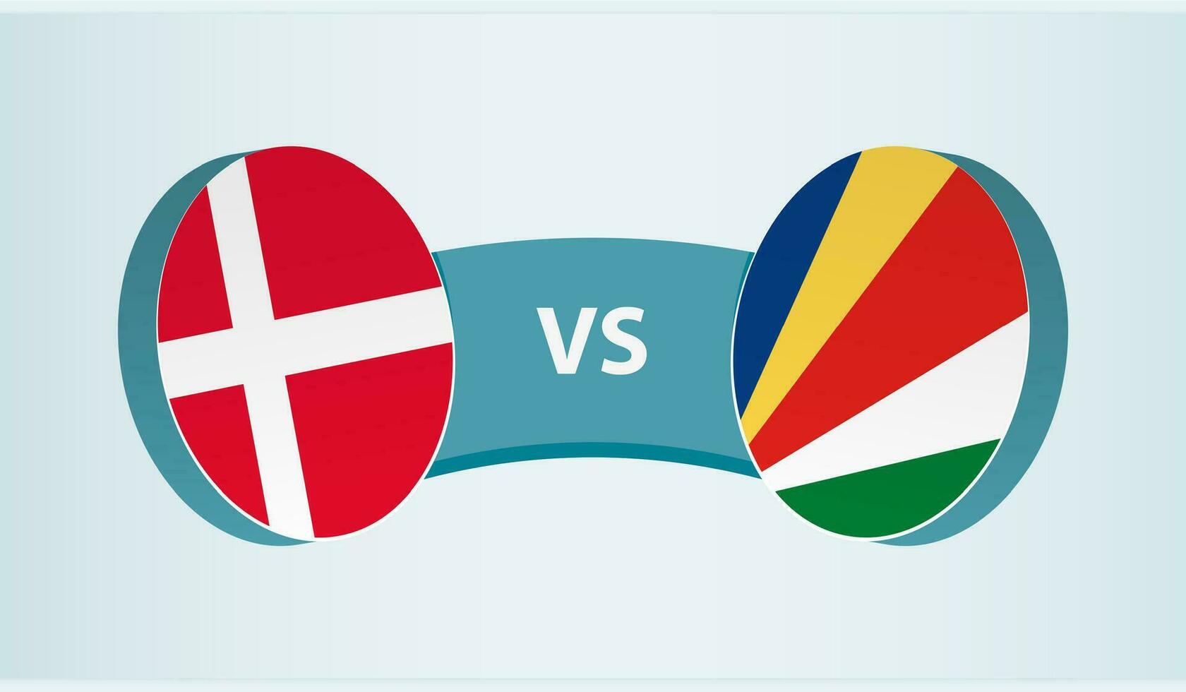 Denemarken versus Seychellen, team sport- wedstrijd concept. vector