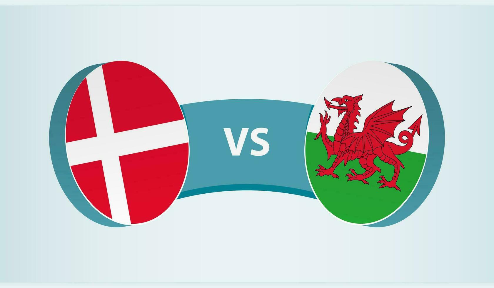 Denemarken versus Wales, team sport- wedstrijd concept. vector
