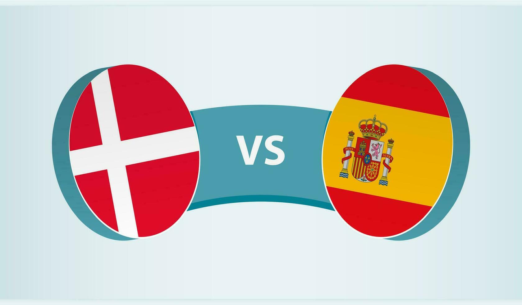 Denemarken versus Spanje, team sport- wedstrijd concept. vector