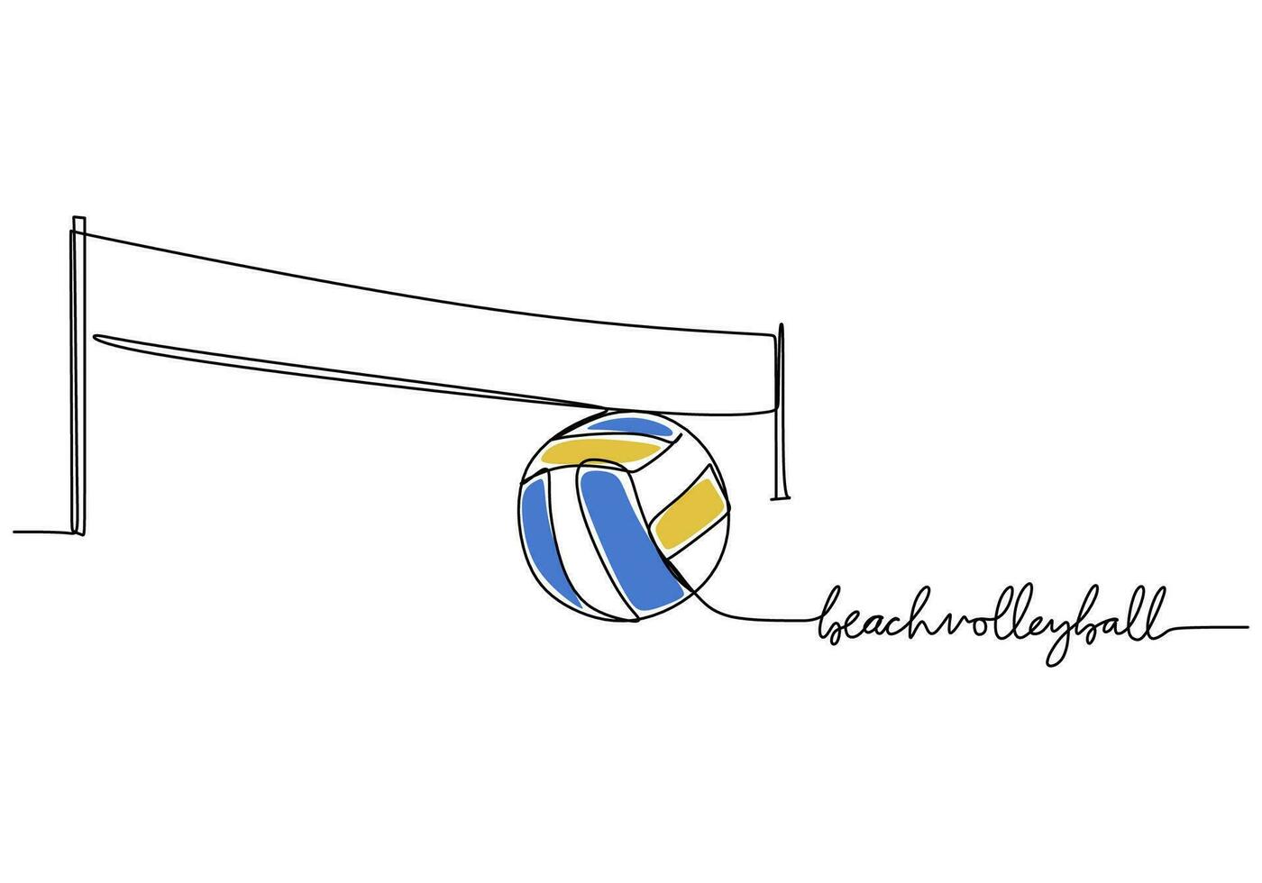 strand volleybal een lijn tekening doorlopend hand- getrokken sport thema vector