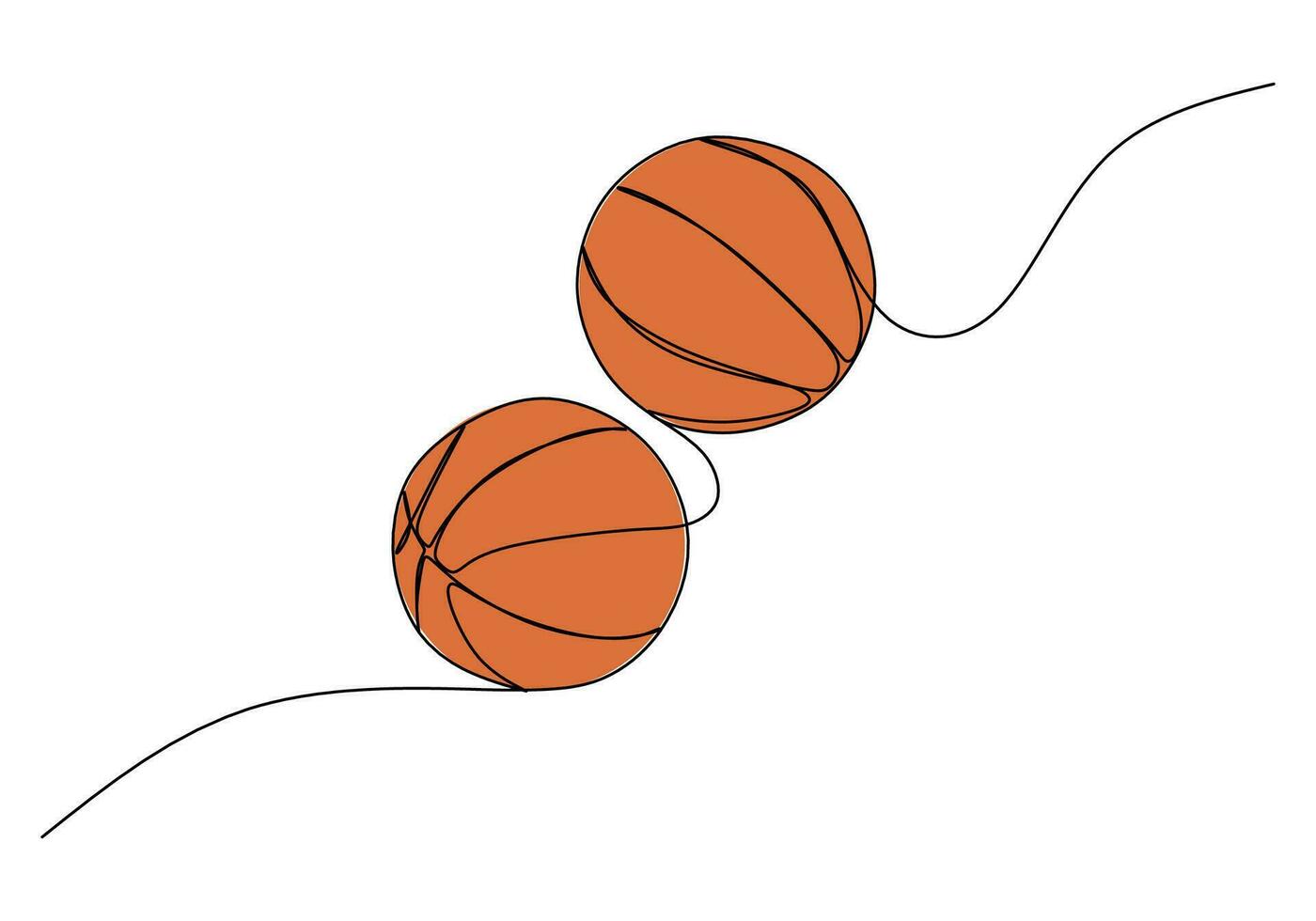 basketbal een lijn tekening doorlopend hand- getrokken sport thema voorwerp vector