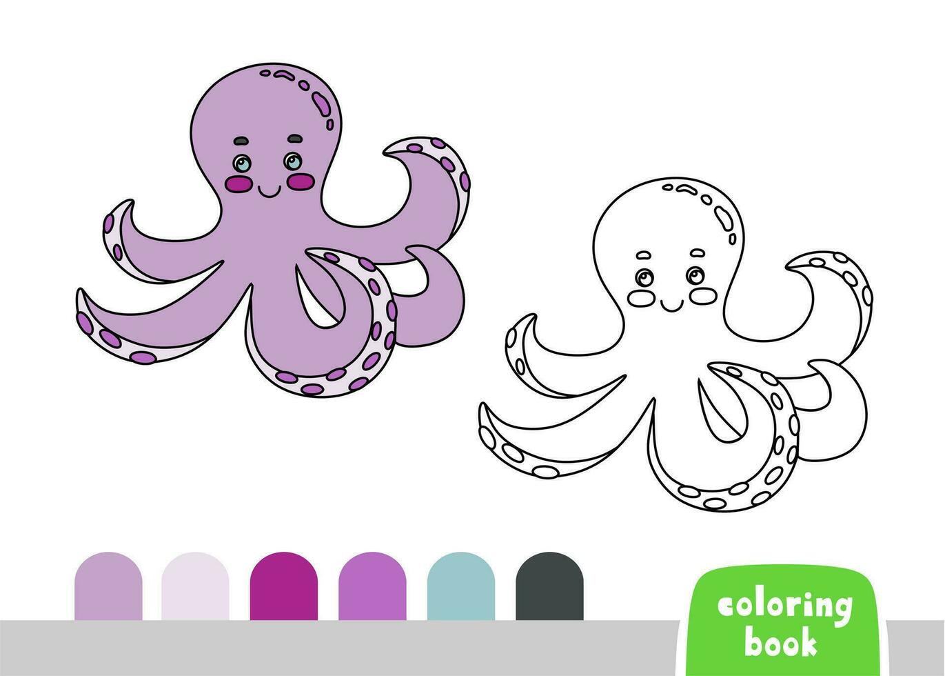 kleur boek voor kinderen Octopus bladzijde voor boeken tijdschriften vector illustratie sjabloon