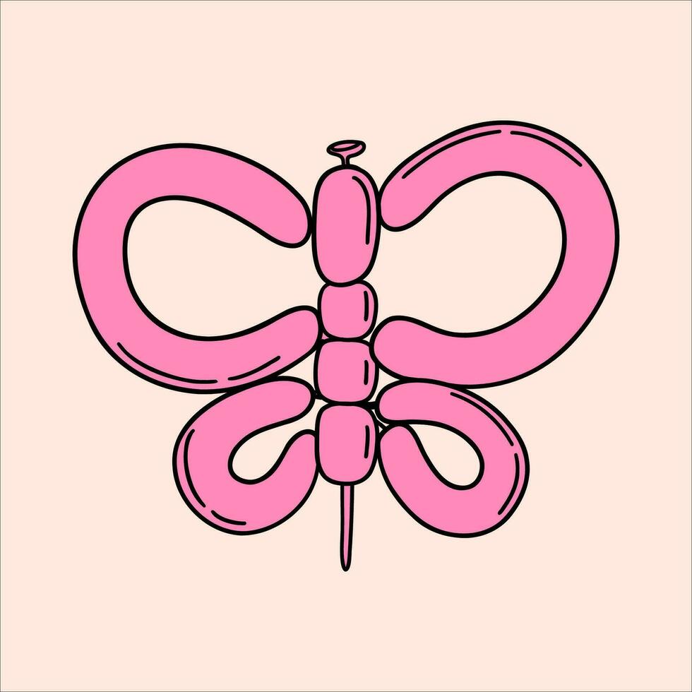 roze tekenfilm ballon vlinder vector