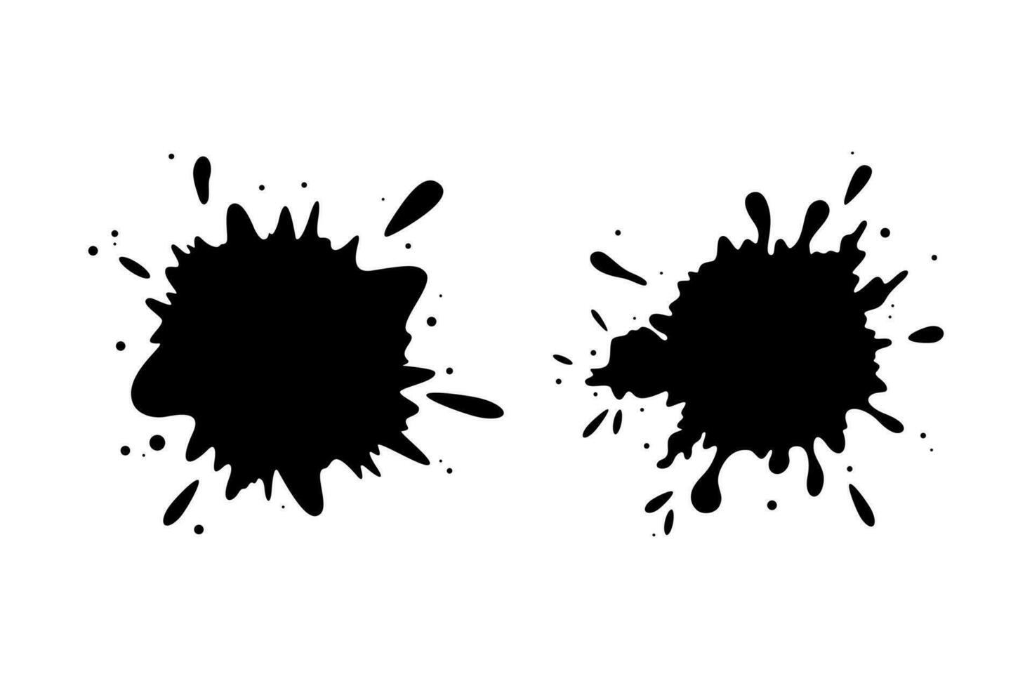 grungy silhouetten van inkt vlekken. dropping vlekken kaders geïsoleerd in wit achtergrond. vector illustratie