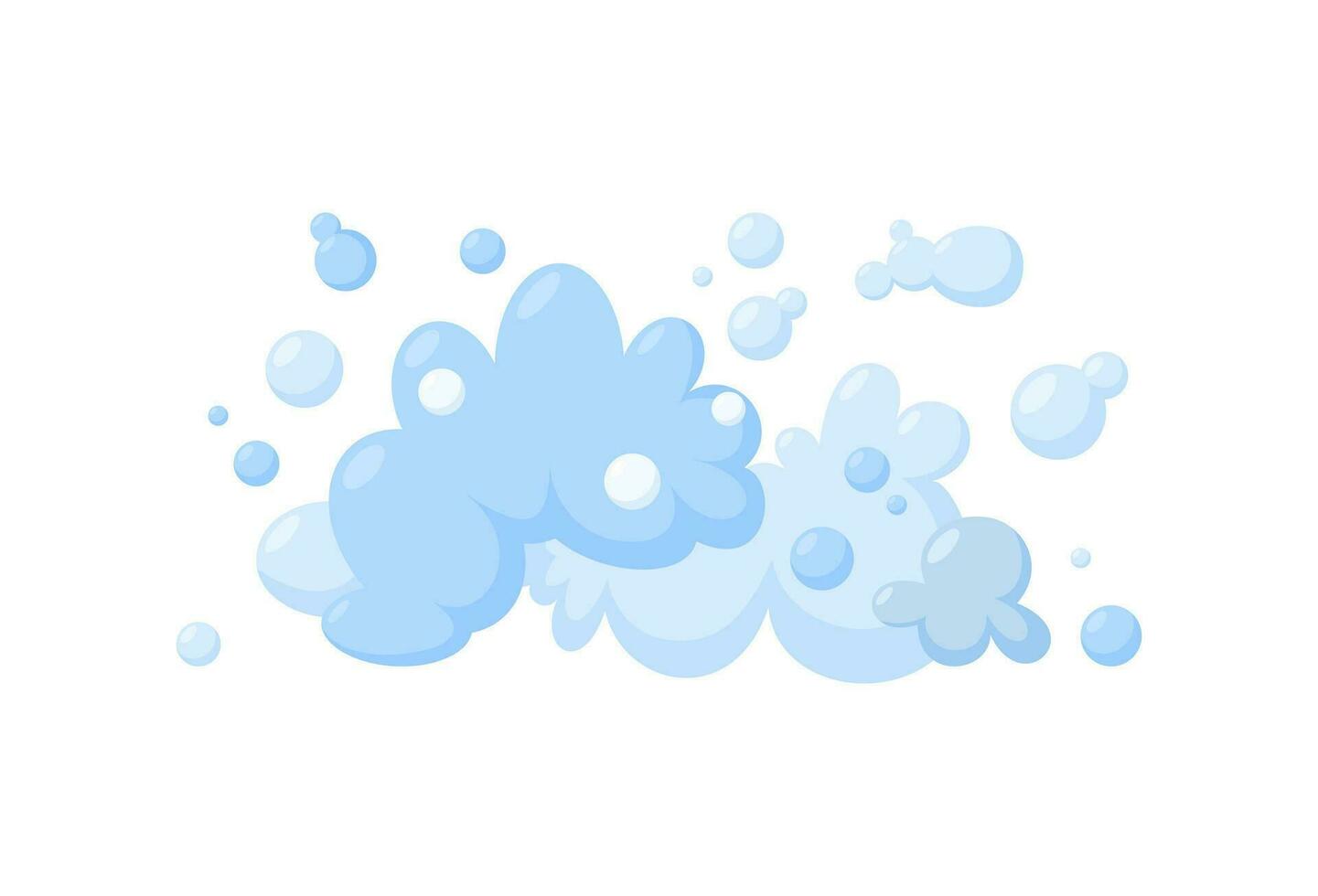 schuim gemaakt van zeep of wolken geïsoleerd in wit achtergrond. blauw schuim en bubbels voor schoonmaak. vector illustratie