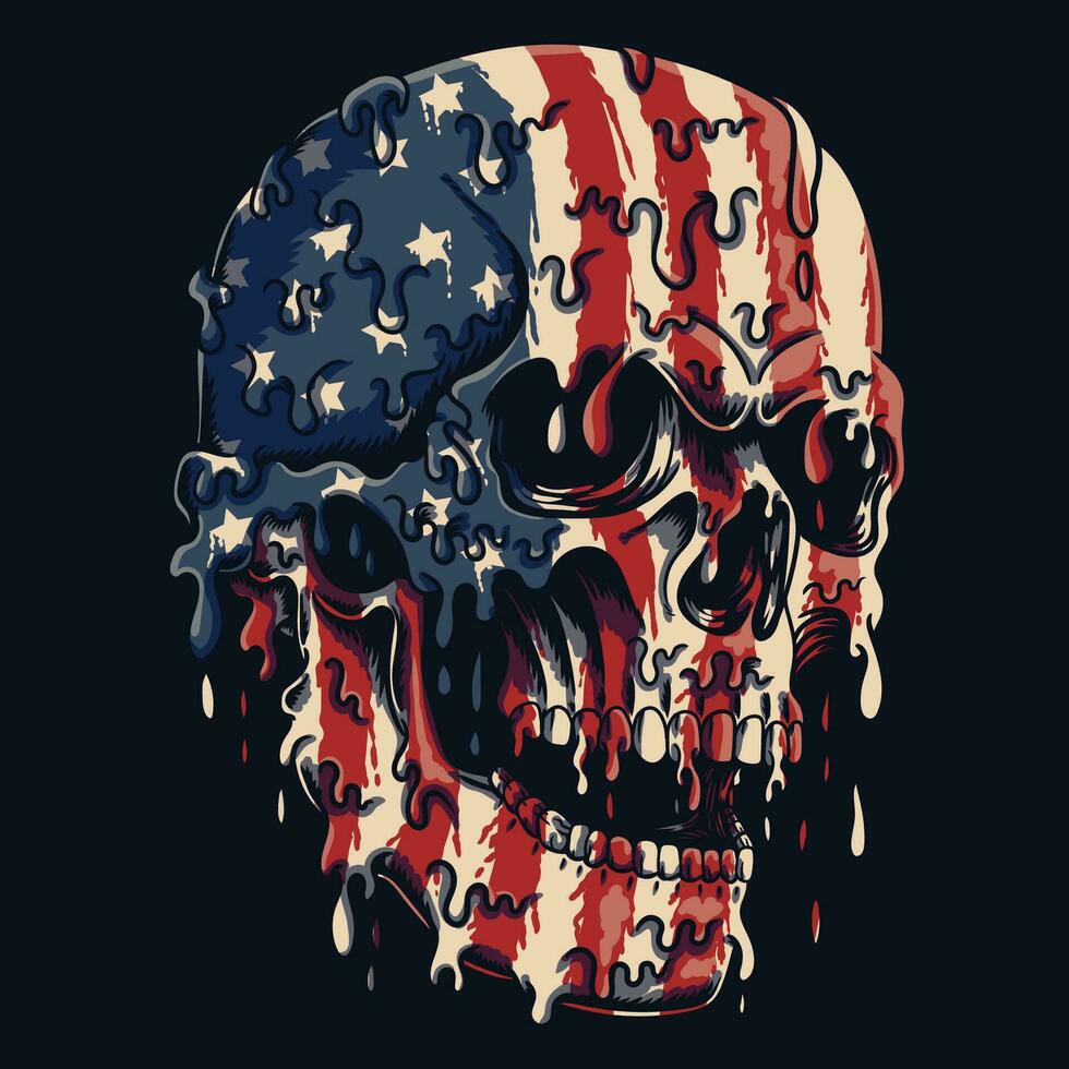 schedel smelten Verenigde Staten van Amerika vlag vector illustratie