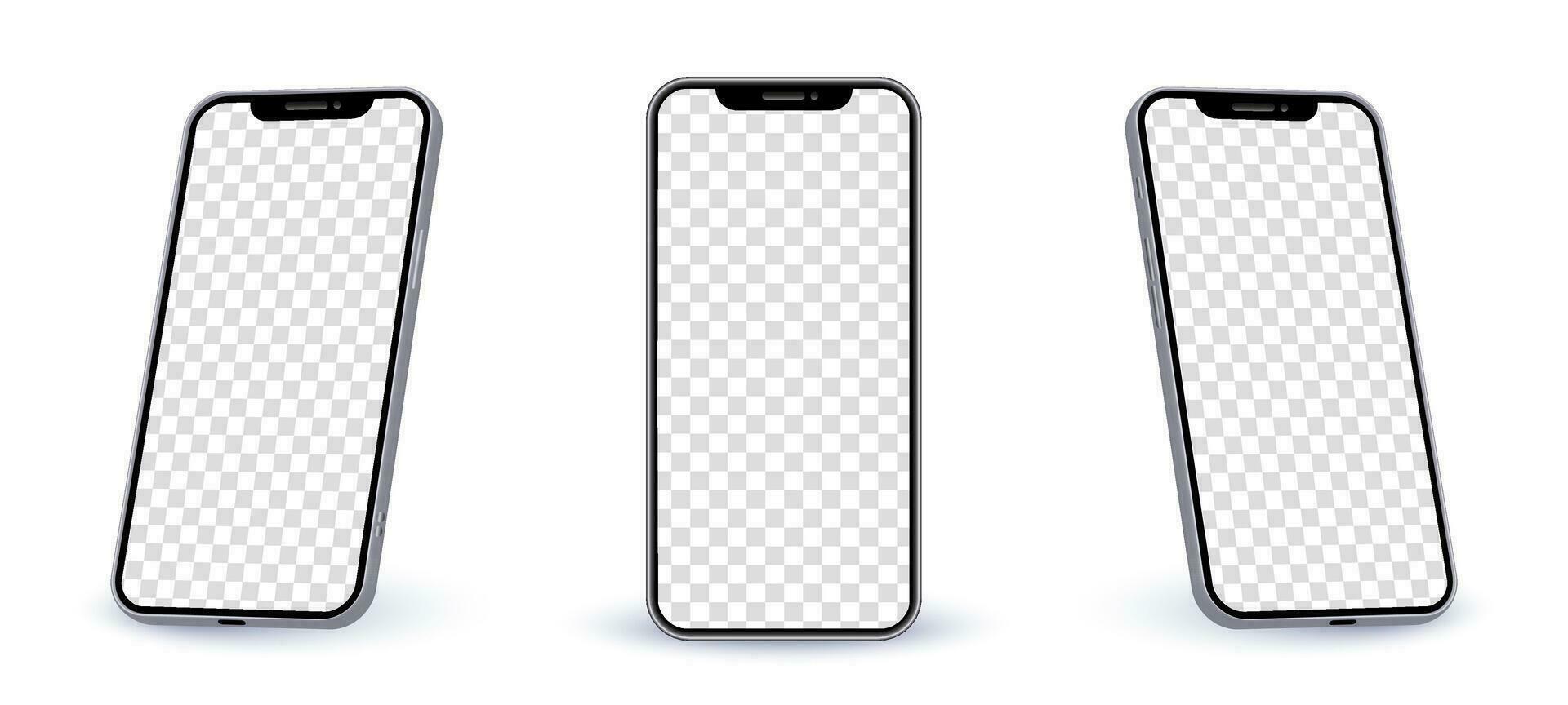 Odesa, Oekraïne-juni, 21, 2023, hoog kwaliteit vector drie iphone smartphone mockup schermen.