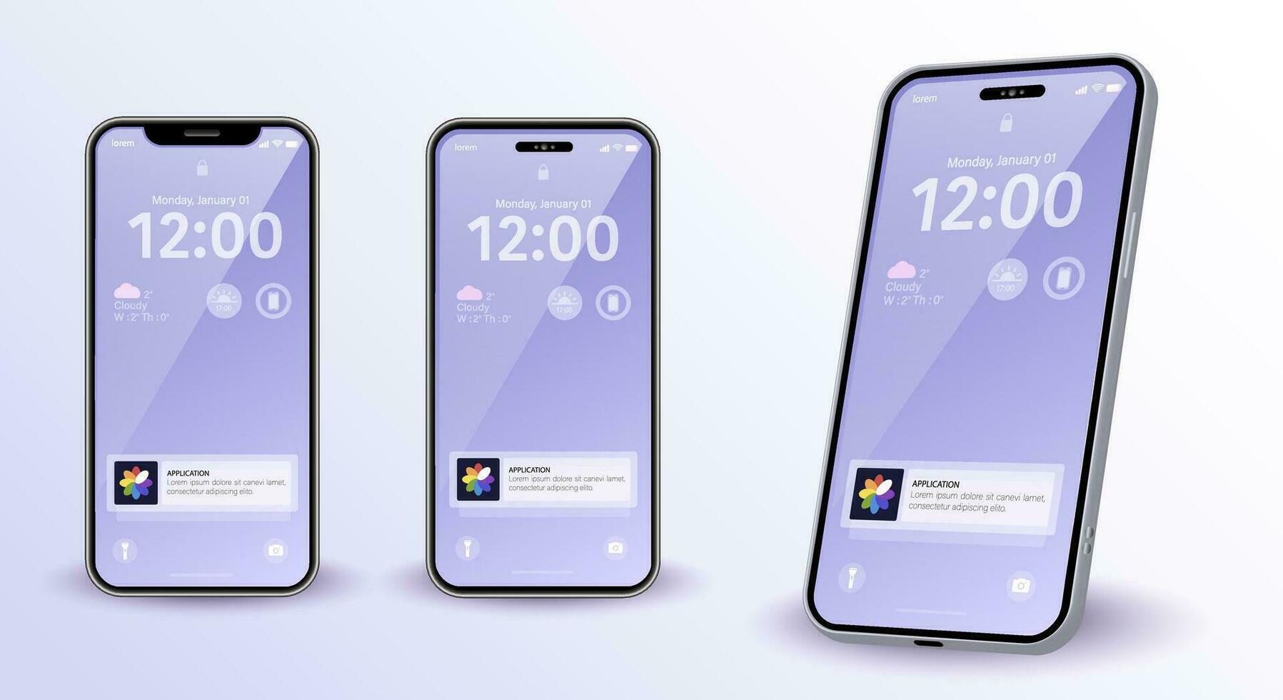 Odesa, Oekraïne, juni, 27, 2023, drie hoog kwaliteit vector iphone smartphone mockup schermen met geïnstalleerd apps en iOS systeem.