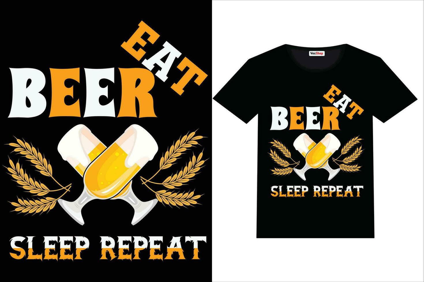 bier t-shirt ontwerp bier eten slaap herhaling vector