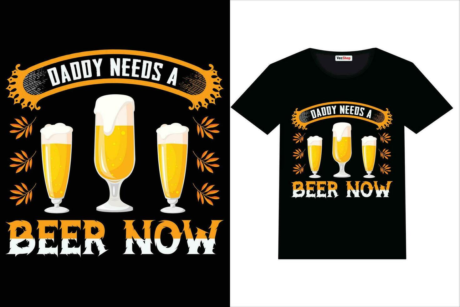 bier t-shirt ontwerp papa behoeften een bier nu vector