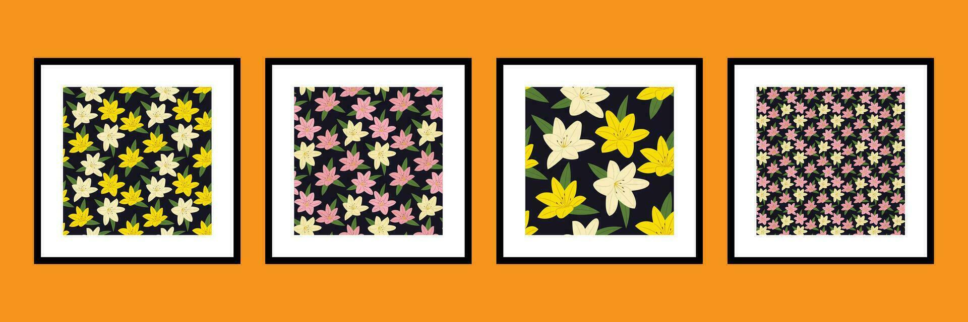 lelie bloem. tropisch bloemen naadloos patroon set. vector afdrukken met vanille bloemen voor huis test bed linnen, het drukken kleding stof, papier, kleren, achtergronden, tijdschrift, boek, kaart, menu omslag, web Pagina's