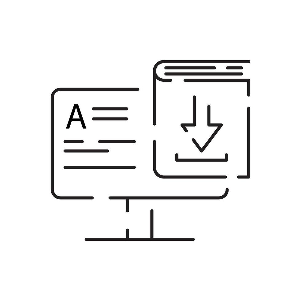 lezing boek lijn icoon. info en helpen bureau verwant bevat handleiding, gids. webinar onderwijs en ontwikkeling. zwart vector symbolen geïsoleerd Aan wit.